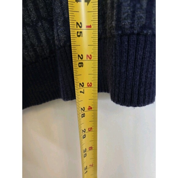 Vintage Tasso Elba Cardigan Mens L Zig Zag Geometric Grandpa Sweater Pocket Blue - Picture 7 of 7